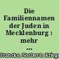 Die Familiennamen der Juden in Mecklenburg : mehr als 2000 jüdische Familien aus 53 Orten der Herzogtümer Mecklenburg-Schwerin und Mecklenburg-Strelitz im 18. und 19. Jahrhundert