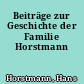 Beiträge zur Geschichte der Familie Horstmann