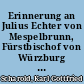 Erinnerung an Julius Echter von Mespelbrunn, Fürstbischof von Würzburg und Herzog von Franken